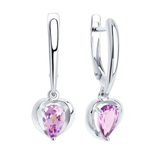 Серьги из серебра с аметистом «Сердце зари» SOKOLOV (арт.94-321-00761-2)