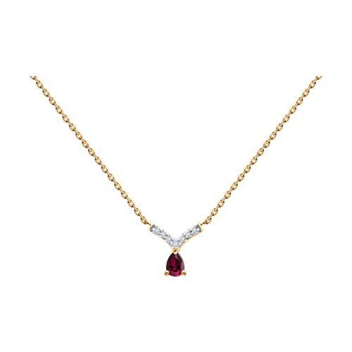 Колье из золота с бриллиантами и рубином (Арт.4070015)