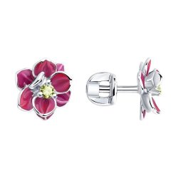 Серьги из серебра с эмалью и фианитами (Арт.94023338)