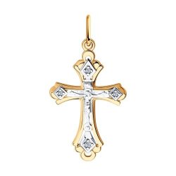 Подвеска крест  из золота с фианитами (Арт.51-131-02834-1)