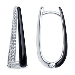 Серьги из серебра с фианитами и эмалью (Арт.94-120-01810-1)