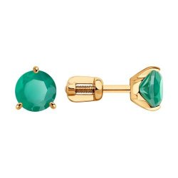 Серьги пусеты золотые пробы 585 с агатом (Арт.51-322-01699-5)