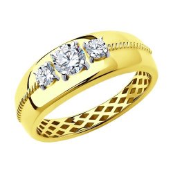 Кольцо из желтого золота с фианитами (Арт.018262-2)