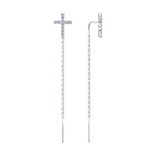 Серьги из серебра с фианитами «Крест Света» Соколов (арт.94026504)