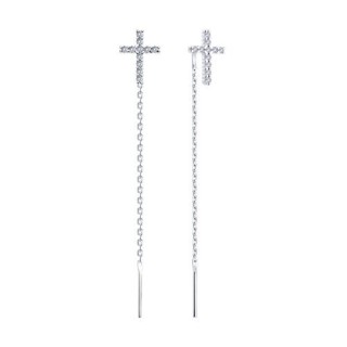 Серьги из серебра с фианитами «Крест Света» Соколов (арт.94026504)