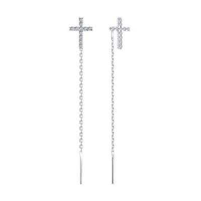 Серьги из серебра с фианитами «Крест Света» Соколов (арт.94026504)