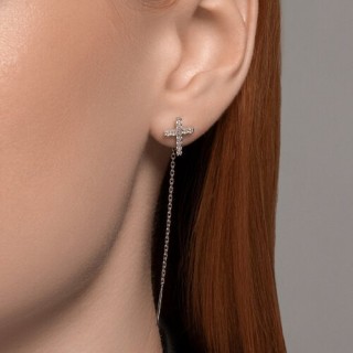 Серьги из серебра с фианитами «Крест Света» Соколов (арт.94026504)