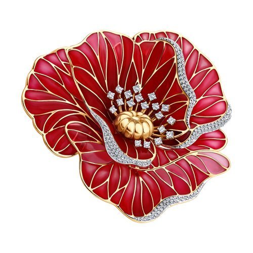 Брошь из золота с бриллиантами и эмалью (Арт.6049032)