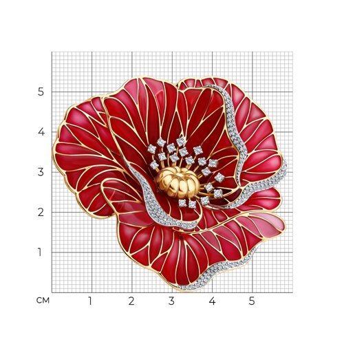 Брошь из золота с бриллиантами и эмалью (Арт.6049032)