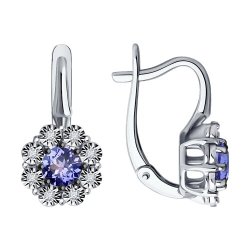 Серьги из белого золота с бриллиантами и танзанитами (Арт.52-220-01817-2)