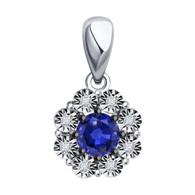 Подвеска из белого золота с бриллиантами и сапфиром (Арт.52-230-01817-1)