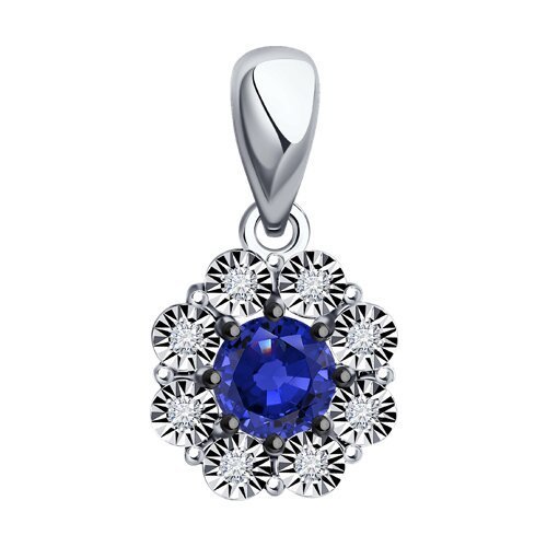 Подвеска из белого золота с бриллиантами и сапфиром (Арт.52-230-01817-1)