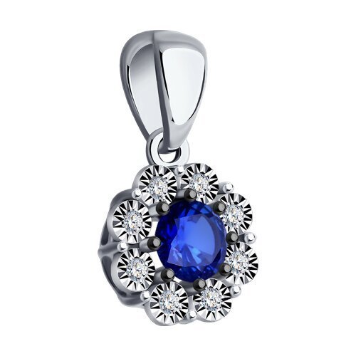 Подвеска из белого золота с бриллиантами и сапфиром (Арт.52-230-01817-1)