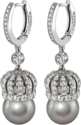 Серьги из серебра с жемчугом и куб. цирконием (Арт.cqs-3-10-30-s)