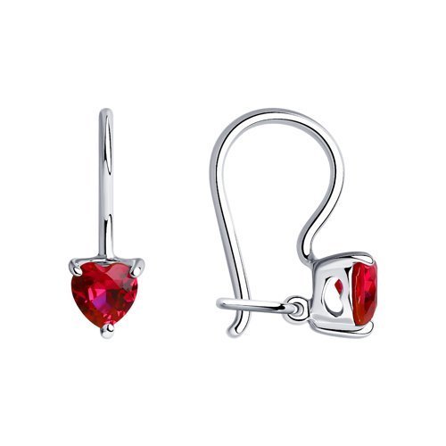 Серьги из серебра с красными фианитами (Арт.94020589)