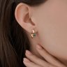 Серьги золотые пробы 585 с изумрудом гидротермальным (Арт.729167)