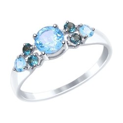 Кольцо золотое пробы 585 с миксом камней (Арт.714995-3)