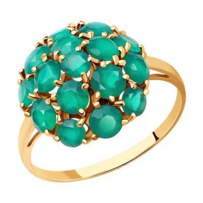 Кольцо золото 585 с агатом «Изумрудный Купол» Соколов (арт.716296)