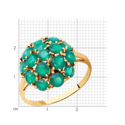 Кольцо золото 585 с агатом «Изумрудный Купол» Соколов (арт.716296)