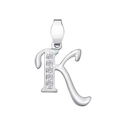 Подвеска-буква из серебра с фианитами (Арт.94030454)