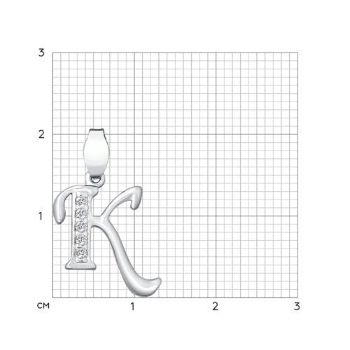 Подвеска-буква из серебра с фианитами (Арт.94030454)