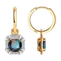 Серьги золотые пробы 585 с александритом (Арт.72-00188)