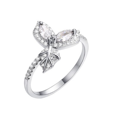 Кольцо серебряное с фианитом «Flower Leaf» Fresh Jewelry (арт.CZ-R01051-X-W-W-X-W)
