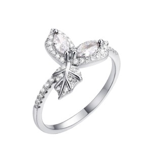 Кольцо серебряное с фианитом «Flower Leaf» Fresh Jewelry (арт.CZ-R01051-X-W-W-X-W)