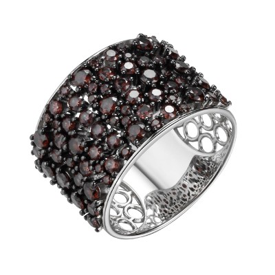 Кольцо серебряное с фианитами «Brown Shine» Fresh Jewelry (арт.CZ-R02719-X-WB-X-X-BR)