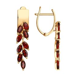 Серьги из золочёного серебра с гранатами (Арт.92025249)