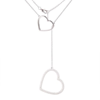 Ожерелье серебряное с белой вставкой «Двойное Сердце Universe» Fresh Jewelry (арт.Gl-N02556-X-W-X-X-W)
