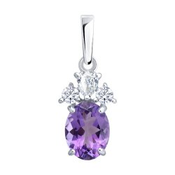 Подвеска из серебра с аметистом и фианитами (Арт.92030831)