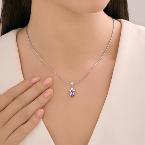 Подвеска из серебра с аметистом и фианитами (Арт.92030831)