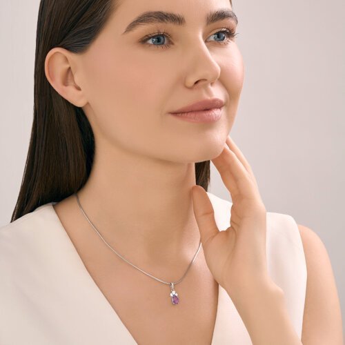Подвеска из серебра с аметистом и фианитами (Арт.92030831)