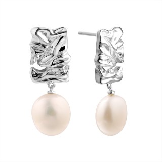 Серьги серебряные с белым жемчугом «Baroque Pearl» Fresh Jewelry (арт.PI-E433-12-X-W-PN-X-X)
