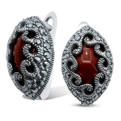 Серьги Серебряные крылья (Арт.220026d-39-228_agat_markazit)