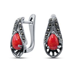 Серьги Серебряные крылья (Арт.220652-39_korallpr_markazit)
