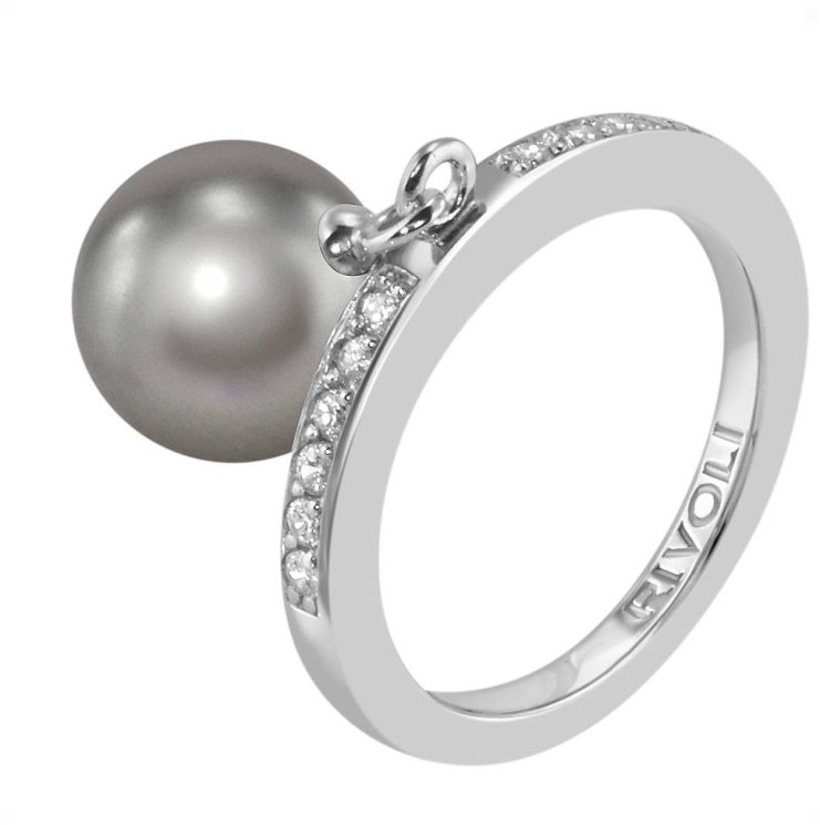 Кольцо из серебра с жемчугом и кристаллом swarovski (Арт.zar-14-10-30-s)