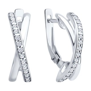 Серьги из серебра с фианитами «Игра линий» Соколов (арт.94-120-00029-1)