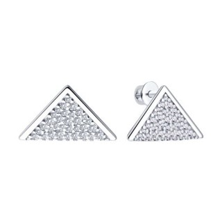 Серьги из серебра с фианитами «Геометрия света» SOKOLOV (арт.94-122-00257-1)