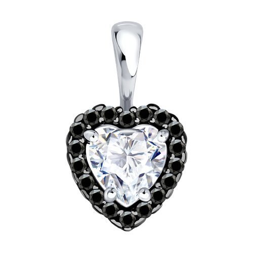Кулон из серебра с фианитом «Черное Сердце» Соколов (арт.94-130-00122-1)