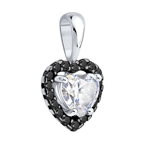 Кулон из серебра с фианитом «Черное Сердце» Соколов (арт.94-130-00122-1)