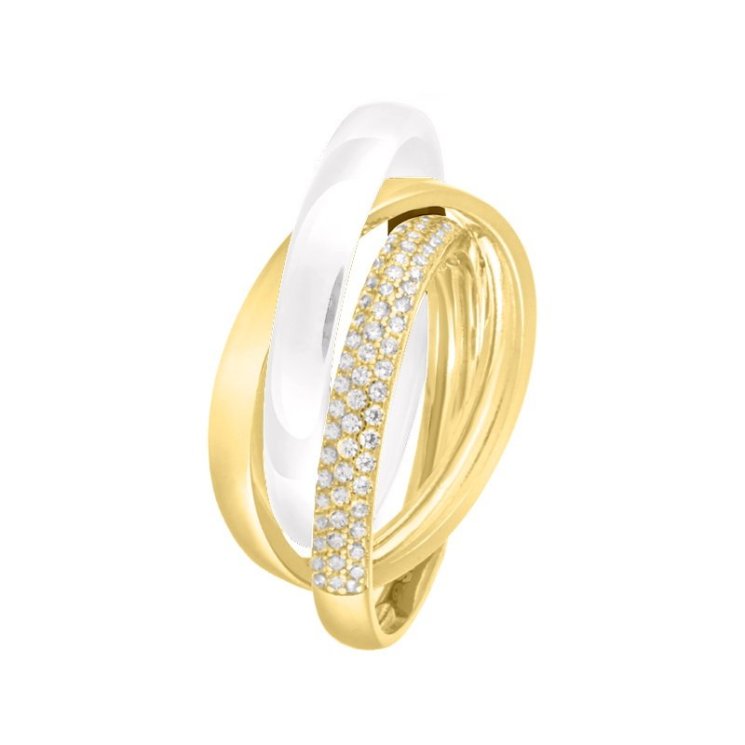 Кольцо из серебра с керамикой и фианитом (Арт.tc-r00663-w-l-x-x-w)