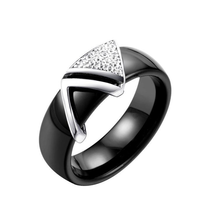 Кольцо из серебра с керамикой и фианитом (Арт.tc-r01241-b-w-x-x-w)