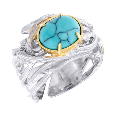 Серебряное кольцо BEAVERS с бирюзой 1885br