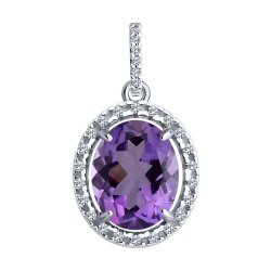 Подвеска из серебра с аметистом и фианитами (Арт.94-330-02647-2)