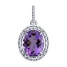Подвеска из серебра с аметистом и фианитами (Арт.94-330-02647-2)