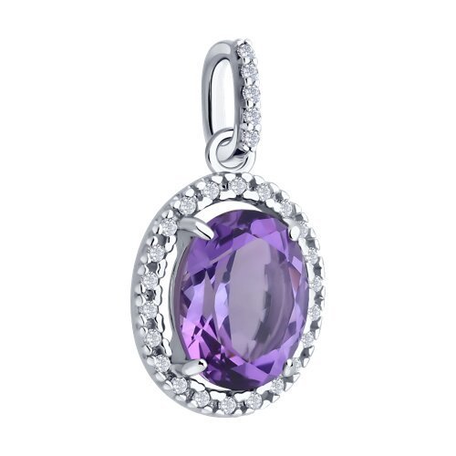 Подвеска из серебра с аметистом и фианитами (Арт.94-330-02647-2)