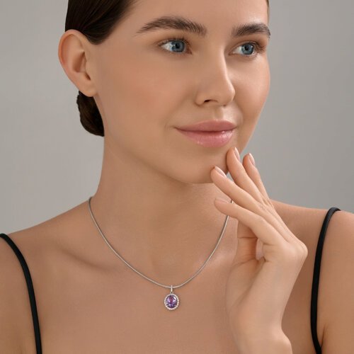 Подвеска из серебра с аметистом и фианитами (Арт.94-330-02647-2)