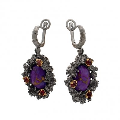 Серебряные серьги BEAVERS с бирюзой 2311br_ox